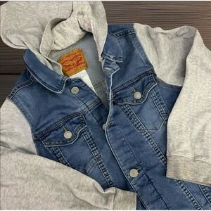 Levi's Youth Size XL - Long Sleeve Trucker With Hood Hybrid Hooded Demin‎ Jacket